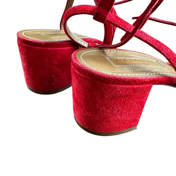 Aquazzura Wild Thing Red 50mm Block Heel City Suede Leather Sandals 38 / US 7.5 - Picture 7 of 12